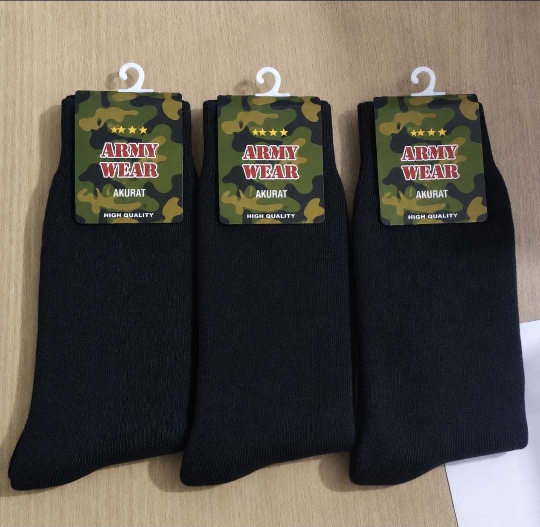 3 pasang kaos kaki TNI/PORLI PDL hitam tebal dengan KEMASAN 3