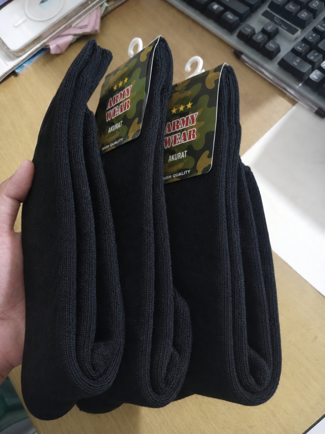 3 pasang kaos kaki TNI/PORLI PDL hitam tebal dengan KEMASAN 2