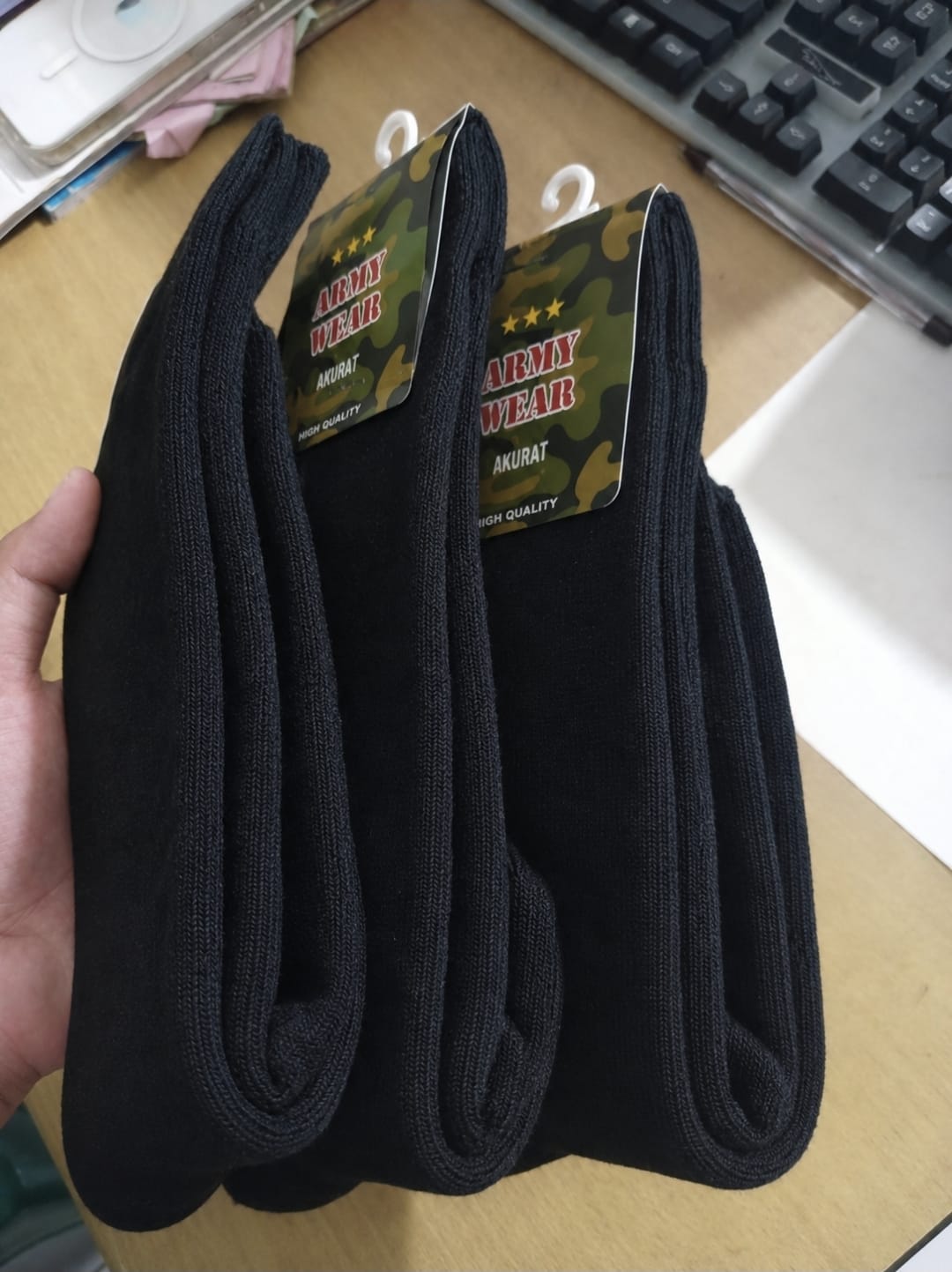 ( 12 pasang ) kaos kaki super tebal TNI/PORLI hitam tebal/kaos kaki PDL panjang 3