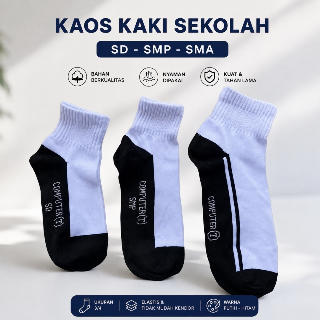 12 pasang kaos kaki sekolah 3/4