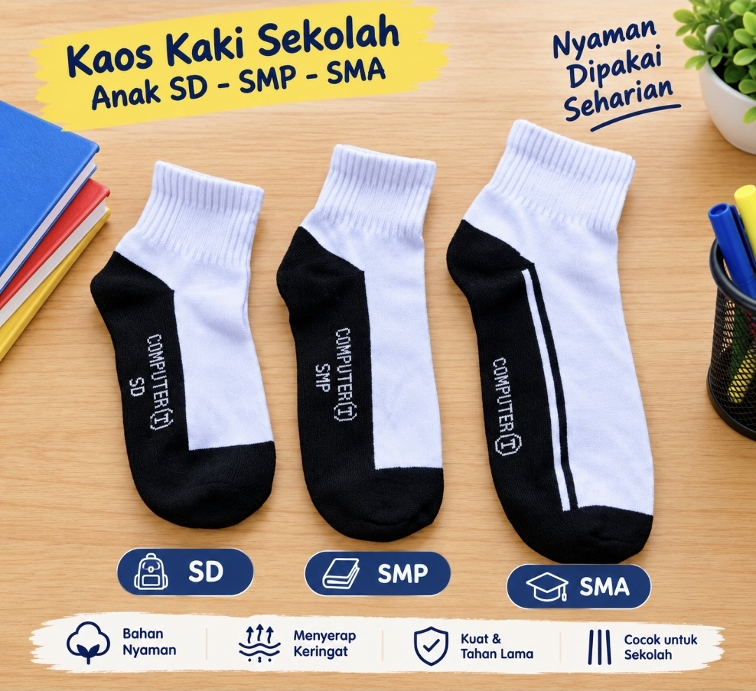 12 pasang kaos kaki sekolah 3/4 2