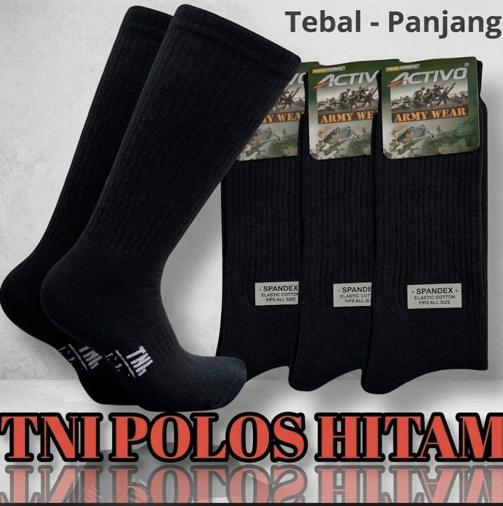 12 pasang Kaos kaki TNI/PORLI PDL hitam super tebal